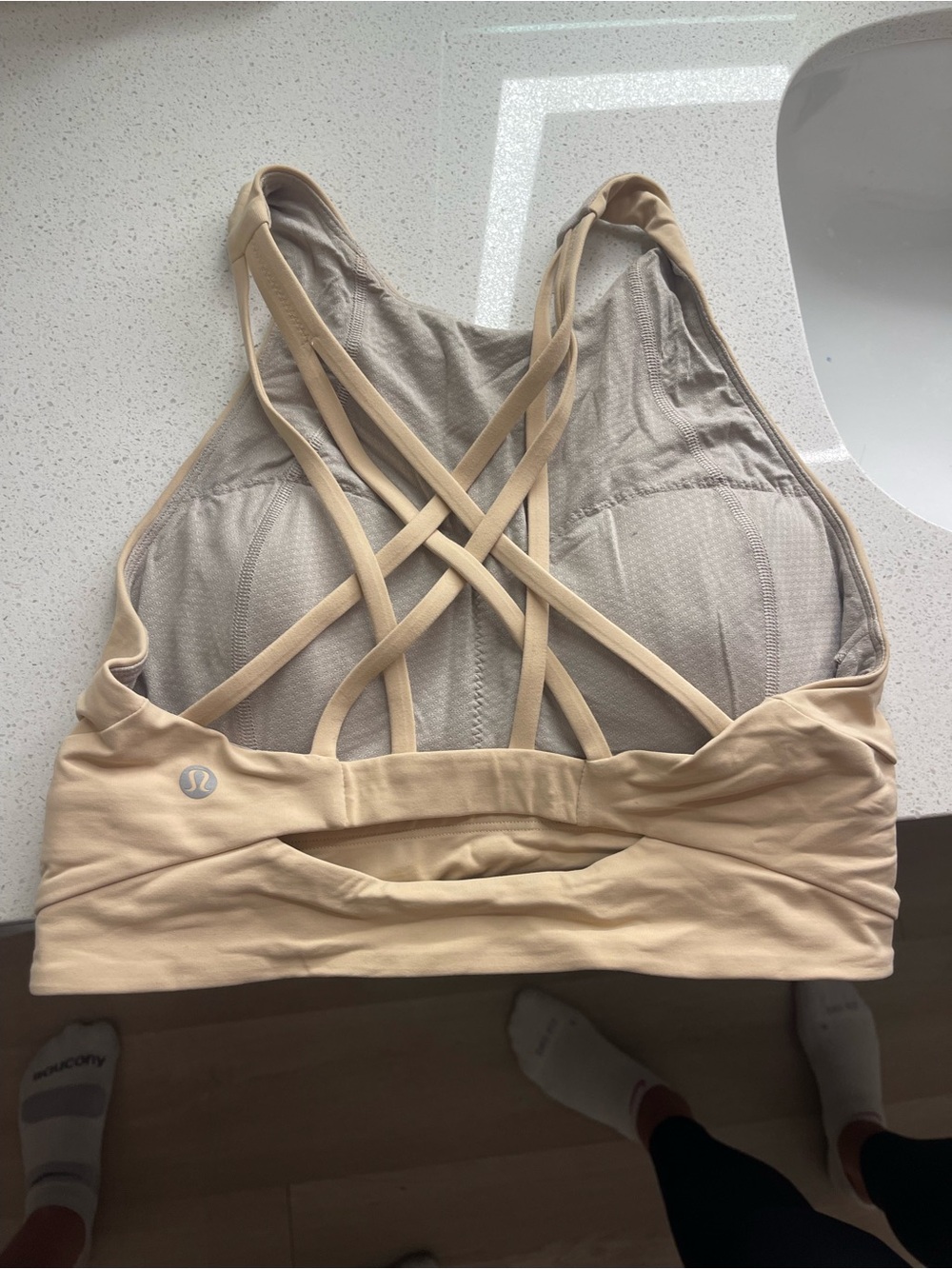 lululemon athletica Beige Strappy Crisscross Sports Bra